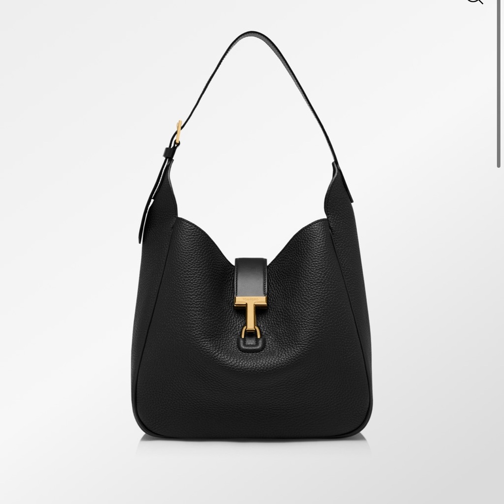 Tom Ford Black Hobo Bag with Gold Accent